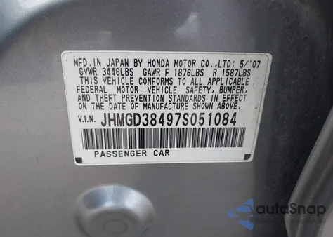 2007 Honda Fit from USA, damaged, VIN JHMGD38497S051084